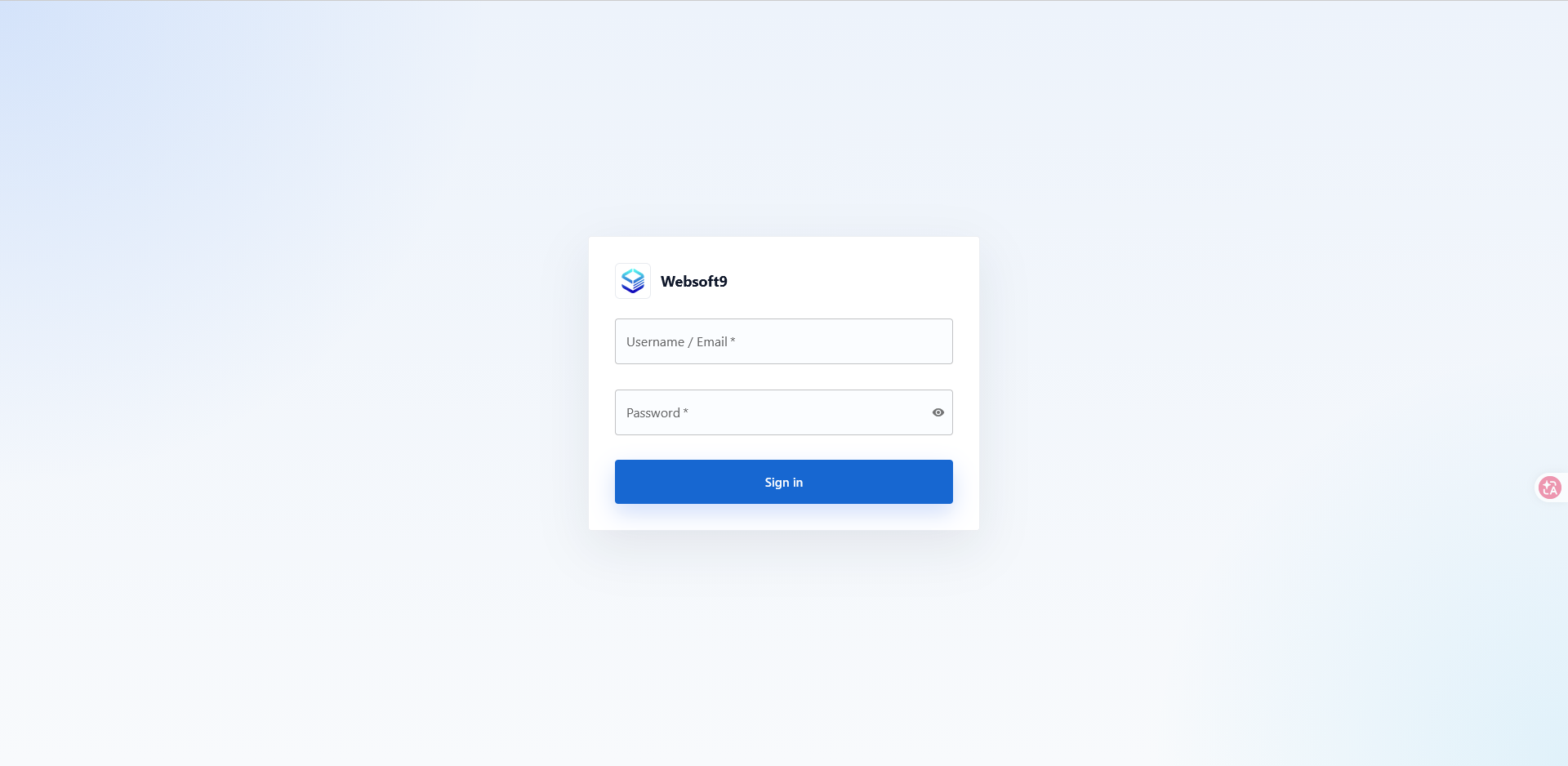 Websoft9 Login Page
